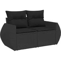 vidaXL Ensemble de canapé de jardin avec coussins 10 pcs noir poly rotin