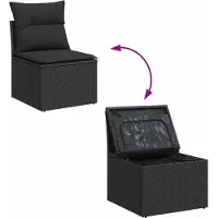 vidaXL Ensemble de canapé de jardin avec coussins avec coussins 8 pcs noir Poly rotin