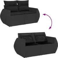 vidaXL Ensemble de canapé de jardin avec coussins avec coussins 8 pcs noir poly rotin
