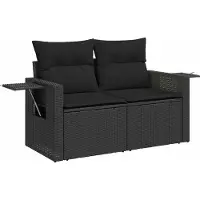 vidaXL Ensemble de canapé de jardin avec coussins 11 pcs noir poly rotin