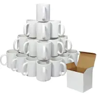 Hobby Hall Pixmax - 72 Tasses Blanches Personnalisables Revêtues En Polymère Avec Boites En Carton