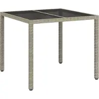 vidaXL Table de jardin Grise 90 x 90 x 75 cm en polyrotin