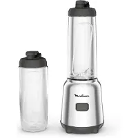 Moulinex LM15FD10 Mini-mixeur 2 bouteilles à emporter en Tritan de haute qualité, compact, lames amovibles, facile à nettoyer