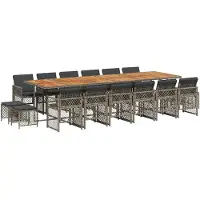 vidaXL Ensemble de jardin 17 pièces avec coussins Gris Poly rotin