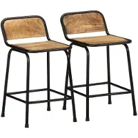 vidaXL Tabouret de bar 2 pcs. 46x35,5x70 cm Mangue rugueux massif