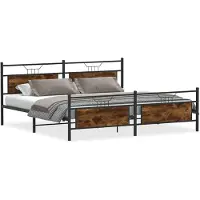 vidaXL Lit métallique sans matelas chêne fumé 200x200 cm