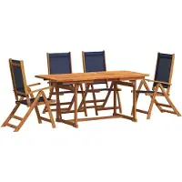 vidaXL Ensemble de jardin 5 pièces en bois massif d'acacia et textilène