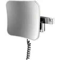 Emco LED miroir de rasage et de maqu'illage, grossissement 5x, rectangulaire, double bras articulé, câble spiralé, prise, 109513351