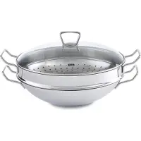 Fissler Nanjing Wok mit Glasdeckel und Dämpfeinsatz 36 cm 006-833-35-001/0 4009209286723