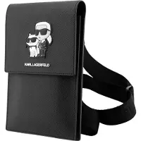 Karl Lagerfeld Saffiano Metal Logo Nft Wallet Phone Bag Noir