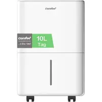 Comfee Déshumidificateur , capacité de 10 litres par jour, adapté aux pièces d'environ 40 mètres cubes (16 mètres carrés), dégivrage automatique, sécurité enfant