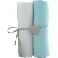 Blokker Lot De 2 Draps Housse Blanc / Turquoise 60x120 Cm -