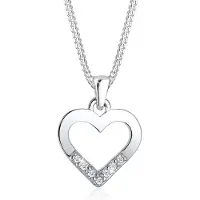 Elli Herzauschnitt Anhänger Diamant Silber Halskette, (Argent sterling 925, 45 cm)