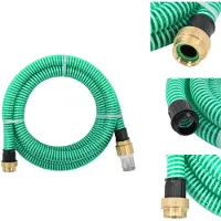 vidaXL Tuyau d'aspiration avec raccords en laiton Vert 1,1" 10 m PVC - Tuyaux d'arrosage