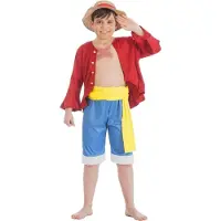Chaks Déguisement - - Luffy One Piece - Garçon 7-8 ans - Veste, bermuda, chapeau - Licence officielle