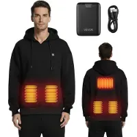 Vevor Sweat à Capuche Chauffant Homme Femme Pull Chauffant Unisexe avec Batterie Externe Rechargeable 7,4 V 16000 mAh