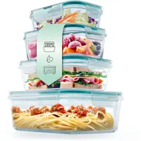 DS Produkte GOURMETmaxx Boîtes de conservation en verre Klick-it, lot de 4 Convient parfaitement au lave-vaisselle, au micro-ondes, au four et au congélateur