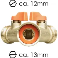 Bradas Collecteur en laiton pour robinet 3/4" filetage femelle, 2 voies filetage mâle 3/4" avec vannes BR-BR-2234