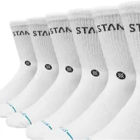 Stance Unisexe, Chaussettes, Origin 6 Pack Crew, Blanc, (paquet de 6, 38 - 42)