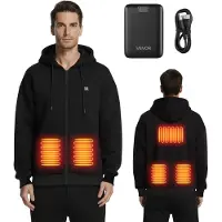 Vevor Sweat à Capuche Chauffant Homme Femme Zippé Veste Chauffante Unisexe avec Fermeture Éclair