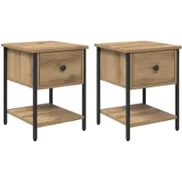 vidaXL Table de chevet 2 pcs chêne artisanal 34 x 35,5 x 45 cm