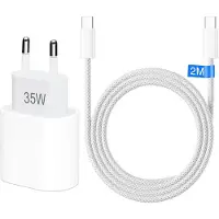E.F.Connection Chargeur Rapide 35W + Câble USB-C 2M pour iPhone 17 Pro Max iPhone 17 16 15 iPhone Air