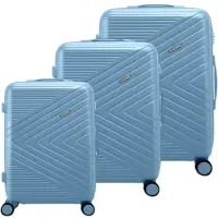 Avizar , set de 3 valises rigides structurées design Chevron avec serrure TSA, bleu clair