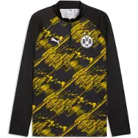 Puma Hommes, Maillot de football, BVB Warm Up 1/4 Zip Top (M), Noir, Jaune, M