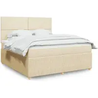 vidaXL Lit boxspring avec matelas Crème 180x200 cm Tissu