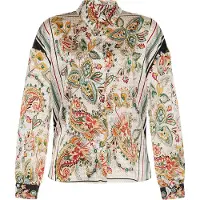 Usha Chemisier beige clair / vert / abricot / rouge rouille
