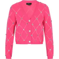 Faina Cardigan bleu roi / fuchsia / rouge foncé / argent