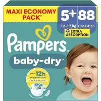 Pampers Couches Baby-Dry Taille 5+ (12-17 kg) - Blanc - 88 pièces