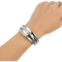 Calvin Klein Bracelet jonc élégant pour femme en acier inoxydable, taille XS, KJ4SMD0001, argent