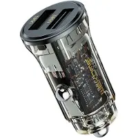 WEKOME Car charger 2xUSB-A Fast Charging black, Adaptateur pour véhicule, Transparent, Noir