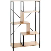 Haku Étagère , 4 tablettes supportant chacune jusqu'à 40 kg, L 740 x P 350 x H 1320 mm, acier/bois, noir/décor chêne clair