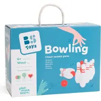 BS Toys Bowling En Bois - Quilles Pour Enfants - Pour Intérieur & Extérieur - A Partir De 4 Ans - Jeux De Société - Idéal Pour Les Anniversaires D'Enfants - Bois De Haute Qualité - Set Rouge Et Blanc