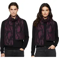 Roberto Cavalli Écharpe élégante unisexe, 100% laine, WOV06600003-02374, noir/rouge