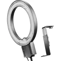 Mantona Lampe circulaire + support de caméra (Éclairage annulaire), Lumière continue, Noir, Blanc
