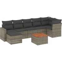 vidaXL Ensemble de jardin canapé 8 pièces avec coussins Gris Poly rotin