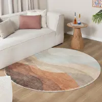 FRAAI Tapis rond moderne | Field Terra Rouge | Ø 120cm | Terracotta | Rond | Tapis