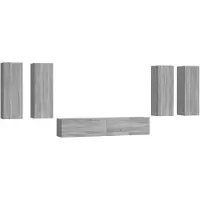 vidaXL Ensemble d'armoires TV 6 pièces Gris Sonoma Bois composite