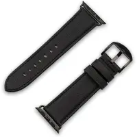 JT BERLIN Apple Watch 42/44/45/49mm - Wannsee noir (42 mm, 44 mm, 45 mm, 49 mm, Acier inoxydable, Cuir véritable, TPU), Sangles de montre, Noir