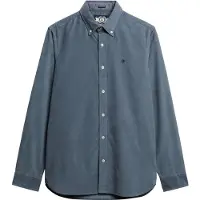 Superdry Homme Coton Logo Brodé Classique Chemise En Velours Côtelé, Bleu, Taille: S