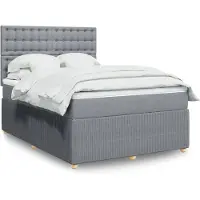 vidaXL Lit boxspring avec matelas gris clair 140x200 cm Tissu