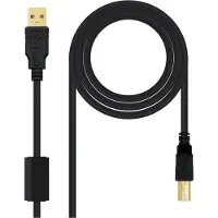 Nanocable 10.01.1205 - Câble USB 2.0 avec ferrite, type A/M-B/M, connecteur, noir, 5mts