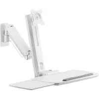 Puremounts Support mural pour moniteur avec tablette à clavier réglable, pivotant et inclinable (Mur, 35", 10 kg), Support de moniteur, Blanc