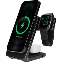Mobiparts Foldable Wireless 3 in 1 Charger 15W Triangle Aluminum (15 W), Chargeur sans fil, Noir