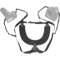Op-Tech Harnais double en néoprène - - Dual harness - Pour 2 appareils photo - Couleur noire - Confort optimal