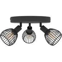 Eglo Projecteur à lampe à fil à trois lumières Sonnino noir - E14