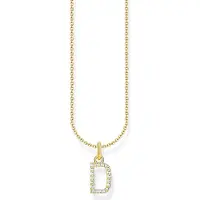 Thomas Sabo Chaîne avec pendentif lettre D plaqué or, (Argent 925, Argent 925, Argent sterling 925, 45 cm)
